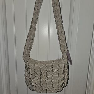 Elegant Cream Ruched Shoulder Bag